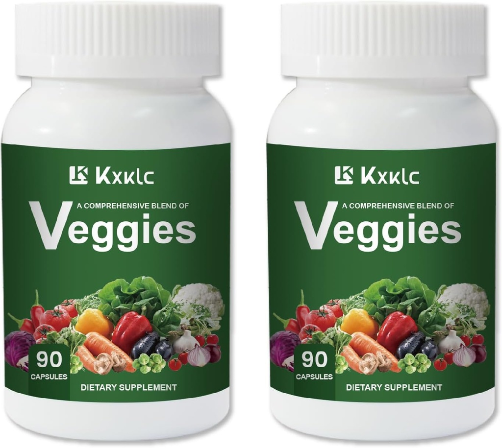 Veggies -Suplemento alimenticio completo con verduras superalimentarias para mujeres, hombres y niños-90 cápsulas vegetales con vitaminas altas y minerales. (Veggies 2 Pack)