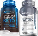 Herbtonics Apple Cider Vinegar Capsules Plus Keto BHB tóxico Fat Burner &amp; Weight Loss Suplemento para Hombres - Foli-Tonic DHT Blocker &amp; Hair Loss Suplemento