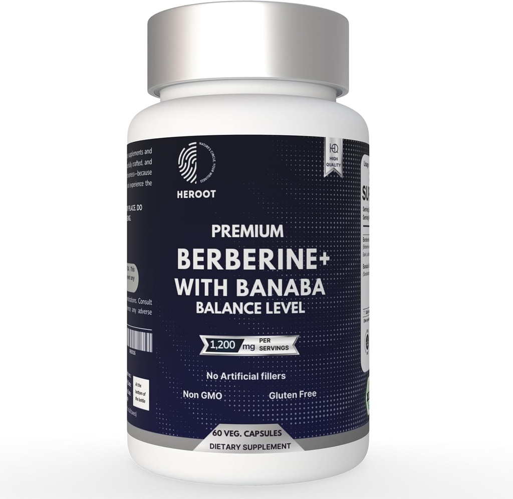 Berberine HCl con Banaba 500mg  durable Root Extract – Planta Basada, Vegan, No GMO 120 cápsulas