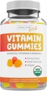 USDA Organic Kids Vitamin Gummies (No-GMO) Yummy Natural Fruit Flavors - Complete Kids Multivitamin Gummies: Vitamina C, D, B, A, Zinc - Suplemento para Energía, Mood, Immune Support - 60 Gummy Vitaminas