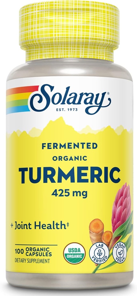 SOLARAY Fermented Turmeric Root 500mg tención 100 VegCaps