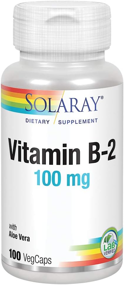 SOLARAY Vitamina B-2 Riboflavin 100 mg con Aloe Vera ← Metabolismo de Energía Saludable, Esquí, Peluquería " Salud "  durable 100 CT