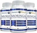 Research Verified Moringa Oleifera - 100% Pure Extract- 1200 mg Per Serving - 60 Count - 3 Month Supply