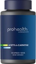 ProHealth Longevity Acetylcarnitine Brain & Heart Health Booster. Antioxidante Potente para Protección Cognitiva y Mantenimiento Musculo. Apoya la energía celular juvenil. 500 mg por servicio, 120 prestaciones