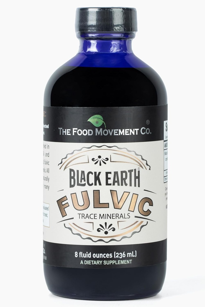 El CO del MOVIMIENTO DE FOOD. Ácido Fulvic de la Tierra Negra - Minerales Humic Fulvic con electrolitos para la salud digestiva y la recuperación del ejercicio, 8 oz Suplemento Minerales Trace