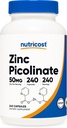 Nutricost Zinc Picolinate 50mg, 240 cápsulas vegetarianas - Gluten Free and Non-GMO (240 caps)