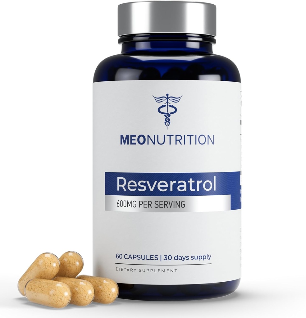Resveratrol 600mg – 60 Capsules Silencio Antioxidante Suplemento Silencio No GMO, Libre de gluten, Vegan Silencioso &amp; Vitality Silencio Made in USA