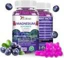 Magnesium Gummies 600mg por Serving-Magnesium Glycinate 400mg y Magnesium Malate 200mg, Extra K2 &amp; D3, Suplemento de Magnesio de alta absorción para el sueño, alivio de la tensión, soporte para nervios, Blueberries(60 CT)