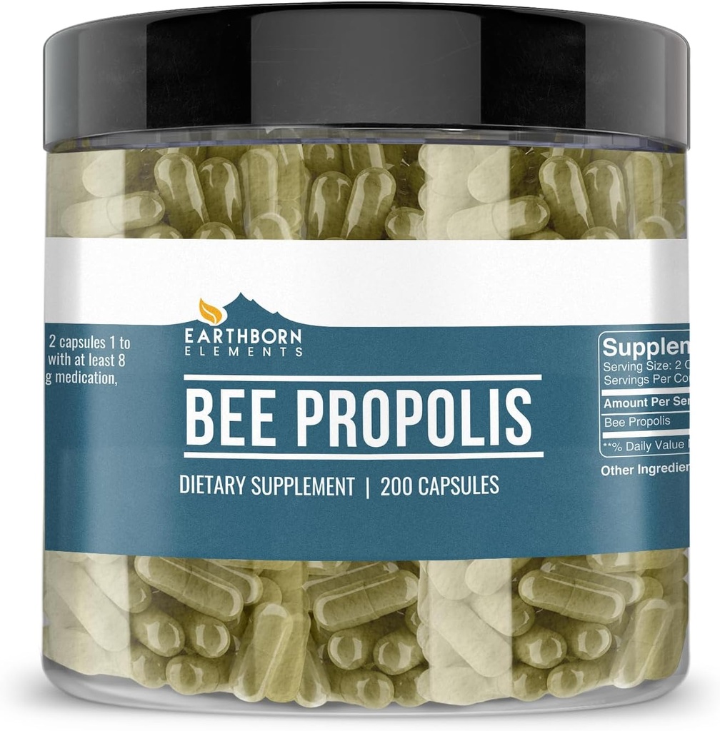 Elementos tercos Bee Propolis 200 Capsules, Puro ' Undiluted, No Additives (200 capsules)