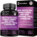 Milk Thistle 3000mg NAC Chanca Piedra 2000mg Artichoke 2000mg Beet Root 2000mg Dandelion Root 1000mg, Liver Cleanse Detox &amp; Repair Supplement with TUDCA Choline and Ginger for Men &amp; Women, 60 cápsulas