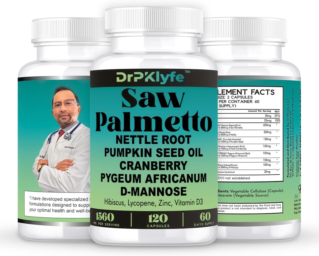 Pumpkin Seed Oil &amp; Hair Growth Supplement with Saw Palmetto for Women, DHT Blocker for Men, PCOS Prostate Health, Pygeum, Lycopene, Mens Health