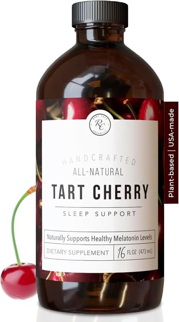 Rowe Casa Organics Tart Cherry Apoyo al sueño orgánico con Valerian Root, apoya el reglamento del ciclo del sueño y la recuperación del músculo (16 Fl Ounces)