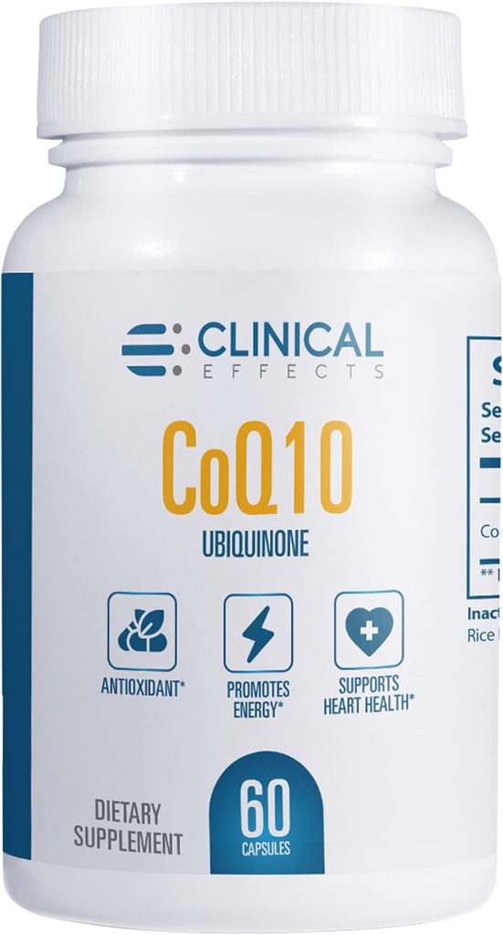 Efectos clínicos CoQ10 Suplemento - Coenzyme Q10 200mg - 30-Day Supply - Ubiquinone Antioxidant Supplement for Heart Health, Cognitive Functions and Energy Support - 1 Capsule a Day - Made in The USA