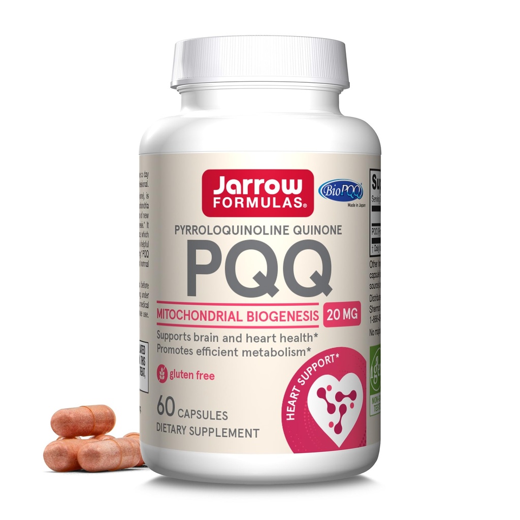 Jarrow Formulas® PQQ 20 mg, Dietary Supplement, Heart, Brain, and Metabolism Support, 60 Veggie Capsules, 60 Day Supply
