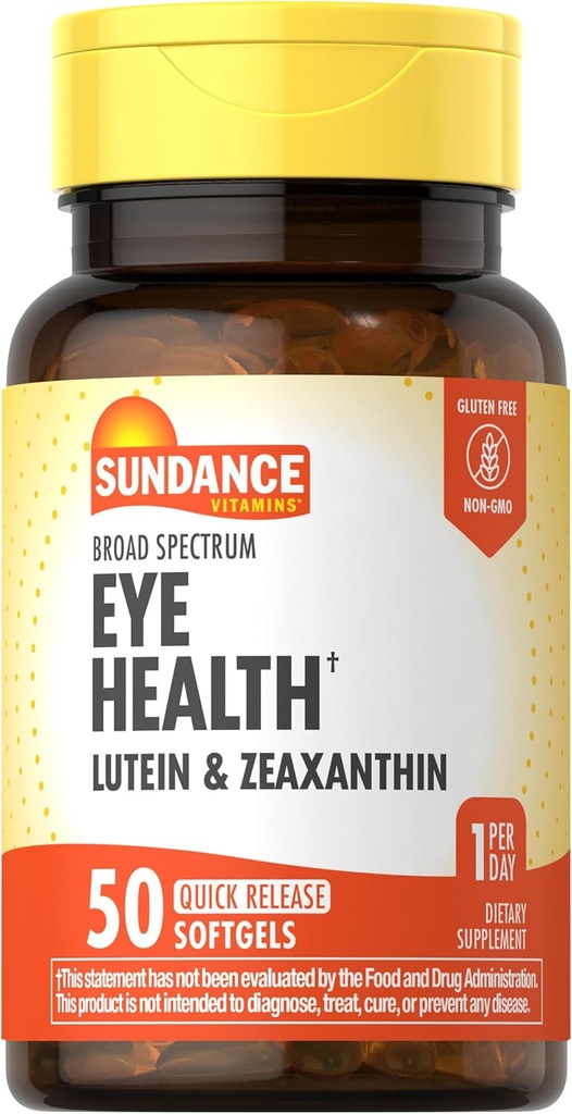 Sundance Lutein y Zeaxanthin Suplemento Silencio 50 Softgels Silencio para la salud de los ojos Silenciosa No GMO y Fórmula Libre Gluten