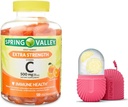 Spring Valley Extra Strength Vitamin C Suplemento dietético Gummies vegetarianas, Orange, 500 mg, 120 Ct y Roller de hielo de regalo para cara