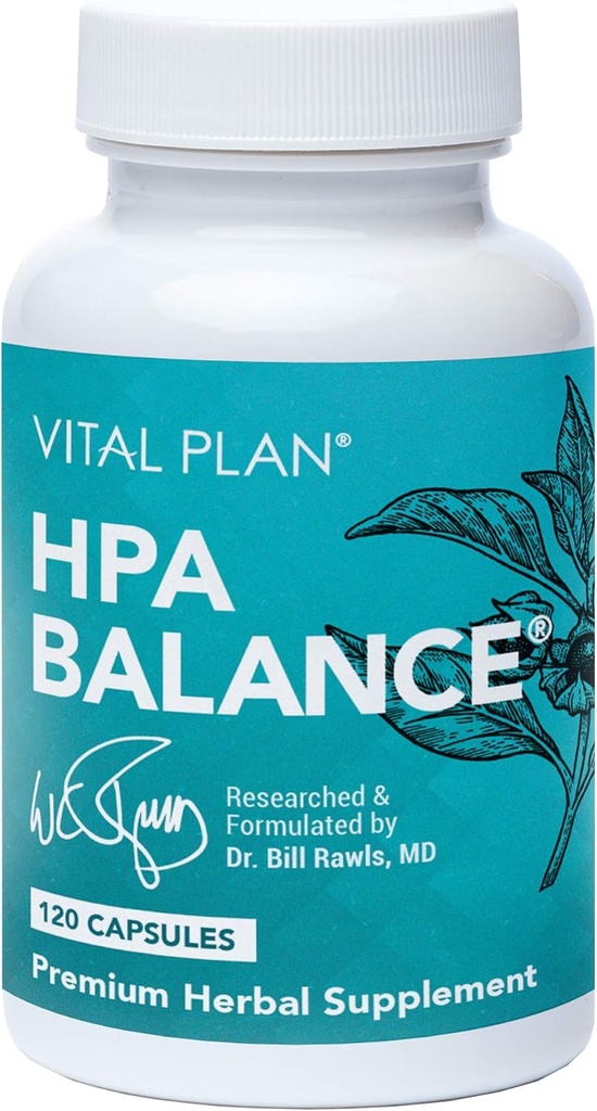 Plan Vital HPA Balance Adrenal Suplemento del Dr. Bill Rawls - Adrenal, Mood &amp; Hormon Support for Women &amp; Men w/Sensoril® Ashwagandha, Relora & L-Theanine