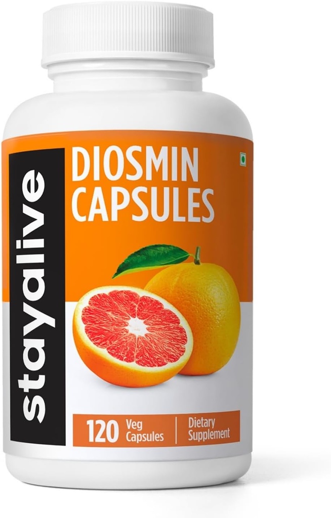 ALIVE Pure Diosmin Complex 1000mg Fórmula, 120 cápsulas, Citrus Bioflavonoids Rich Fruit Extract, 2 Month Supply, 100% Vegetariano, No GMO &amp; Gluten Free Diosmin Supplement