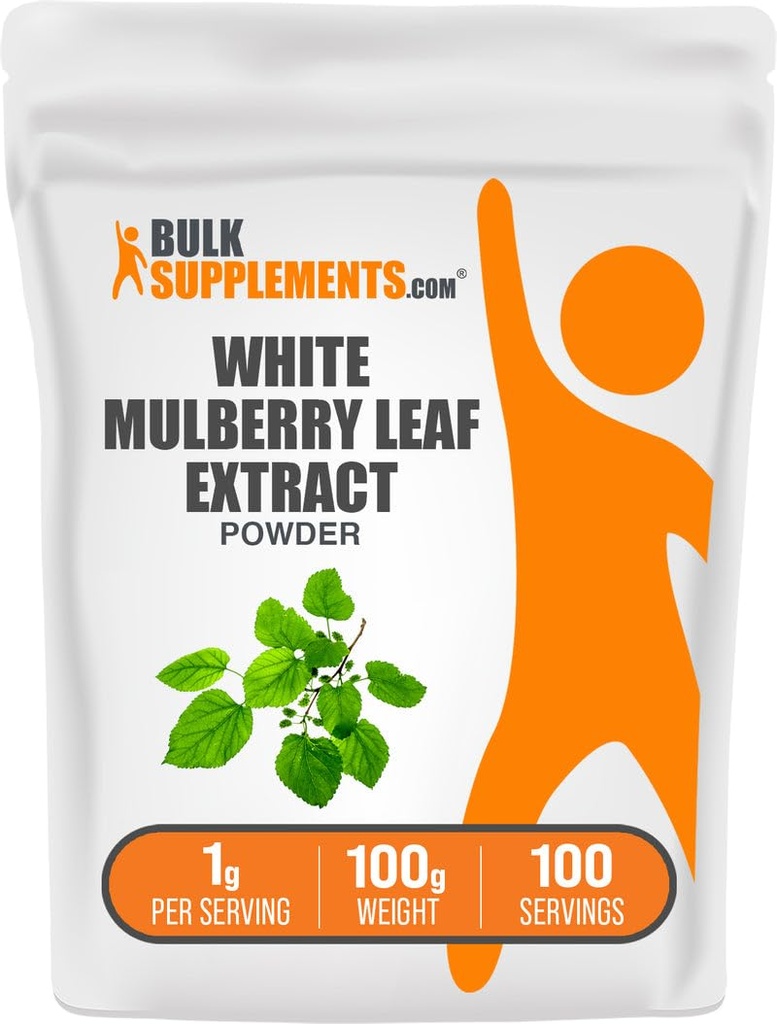 BulkSupplements.com Polvo de extracción de hoja de mora blanca - extracto de mora blanca, suplemento herbal - sin gluten, 1g por ser, 100g (3.5 oz) (Pack de 1)