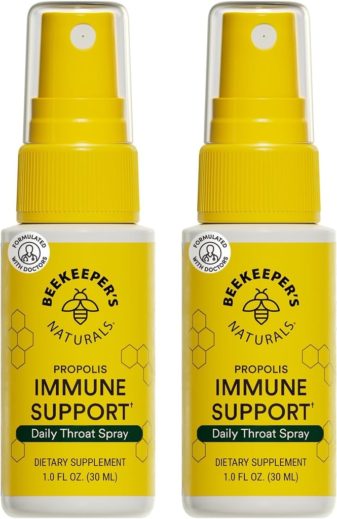 Beekeeper's Naturals Propolis Throat Spray, Natural Immune Support & Sore Throat Relief - Antioxidants, Keto, Paleo, Gluten-Free, 1.0 oz (Pack of 2)