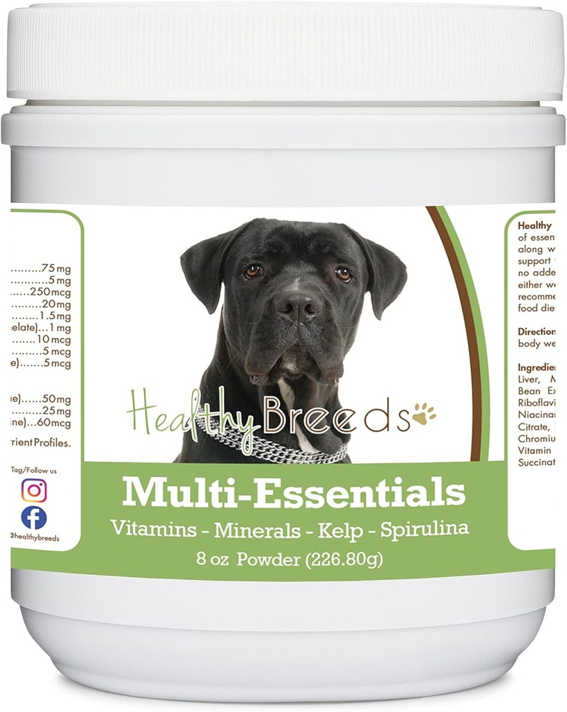 Hierbas saludables Cane Corso Multi-Esenciales Polvo para perros - un suplemento ideal de vitaminas, minerales y antioxidantes para su perro - 8 oz