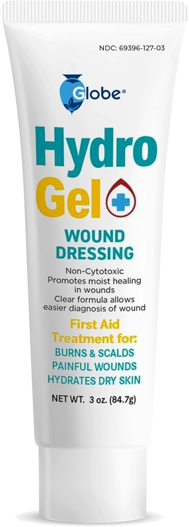 Globe (3 oz Tube Hydrogel First Aid Wound Dressing, Antiseptic Gel for Minor Cuts, Wounds, Scrapes, Rashes, Sunburns " Skin Irritations, Soothing " Moisturizing Solution, Rapid " Active Protection.