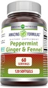 Increíbles Fórmulas-Peppermint, Ginger y Fennel Suplemento dietético - 363 Milligrams - 120 Softgels (No-GMO,Gluten Free) -