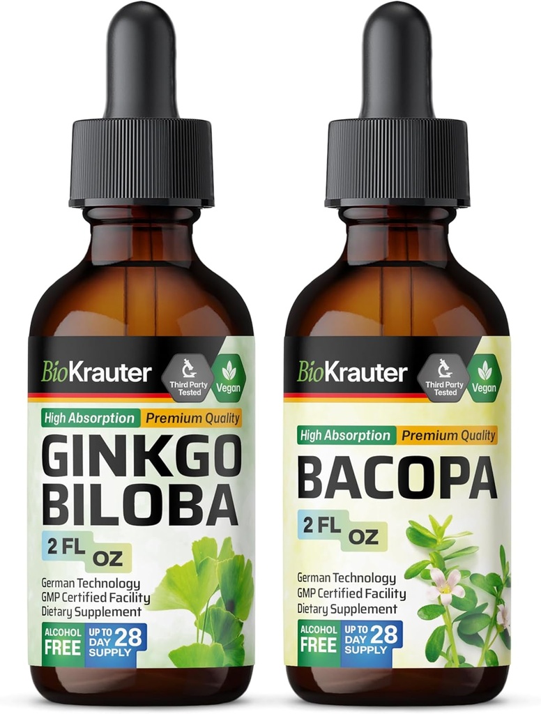 BIO KRAUTER Bacopa Tincture 2 Fl. Oz. " Ginkgo Biloba Tincture 2 Fl. Oz.