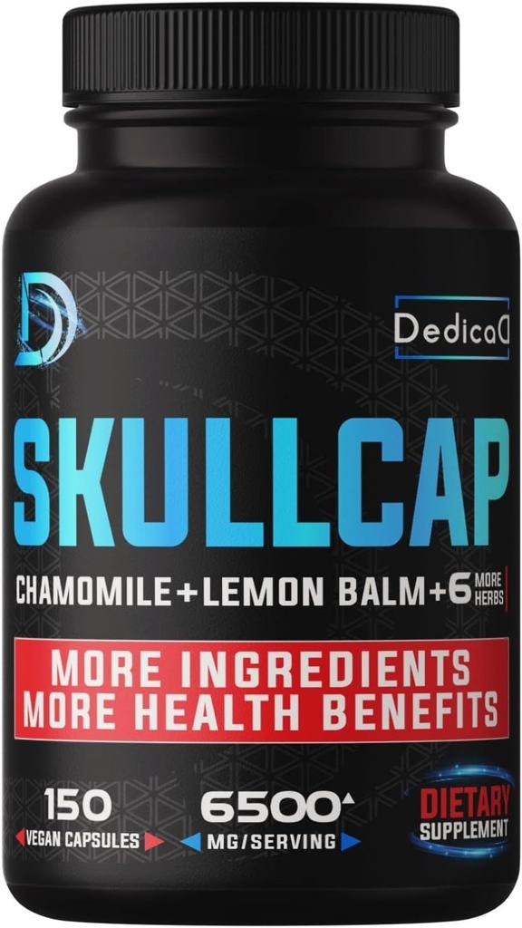 9in1 Skullcap Herb Suplemento 5 meses Para el sueño de salud, Mood & Immune - 6500mg Concentrado con manzanilla, limón, flor de pasión, Ashwagandha &amp; más, No Gluten-Free, 150 cápsulas Vegan