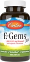 Carlson - E-Gems Elite, 1000 UI (670 mg) Vitamina E con Tocopherols y Tocotrienols, Bienestar Optimal, 60 Softgels