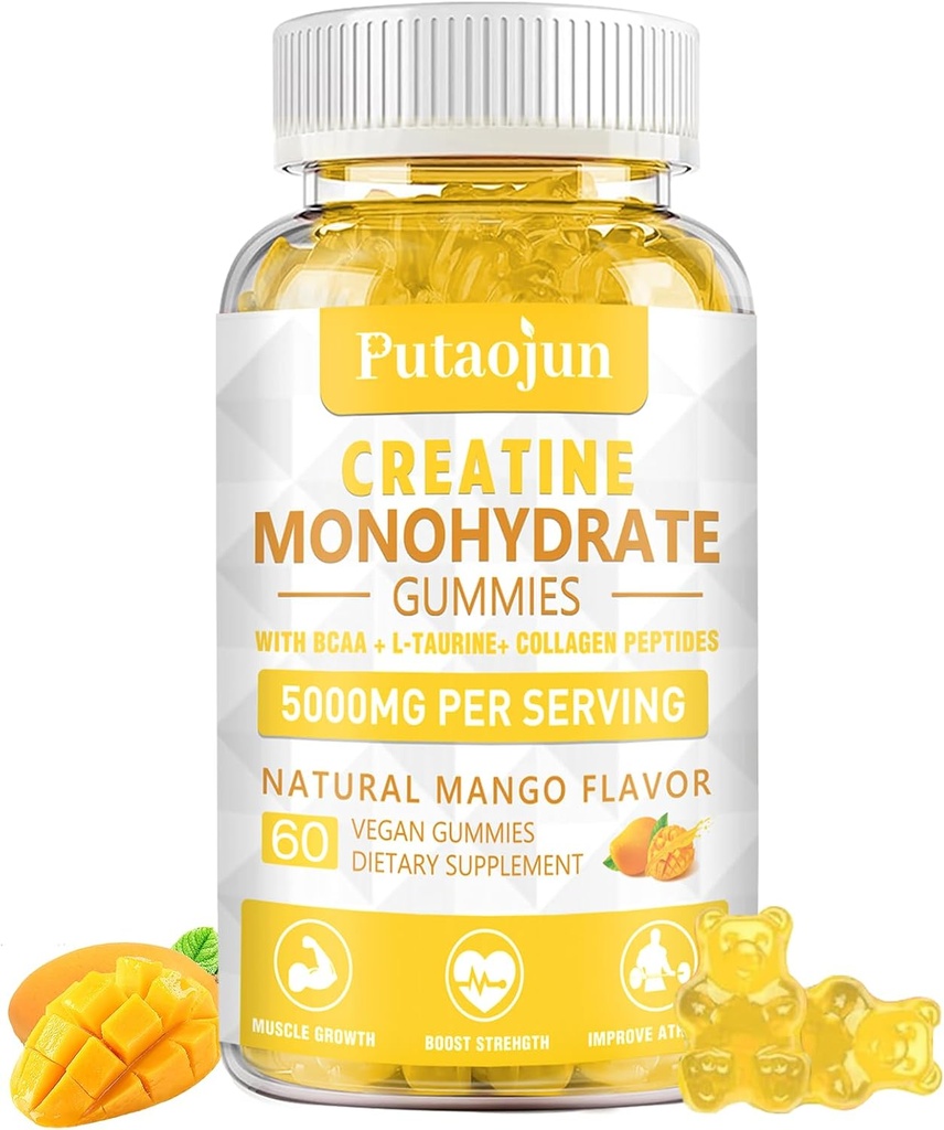 Monohidrato de creatina con vitaminas D3 &amp; B12 Ø Collagen Hidrolizado Libre de Azúcar &amp; Gummies de Creatina
