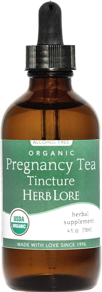 Herb Lore Organic Pregnancy Tea Tincture – Líquido Red Raspberry Leaf Tea for Pregnancy & Postpartum – Primer Trimester, Labor Prep " Third Trimester Support