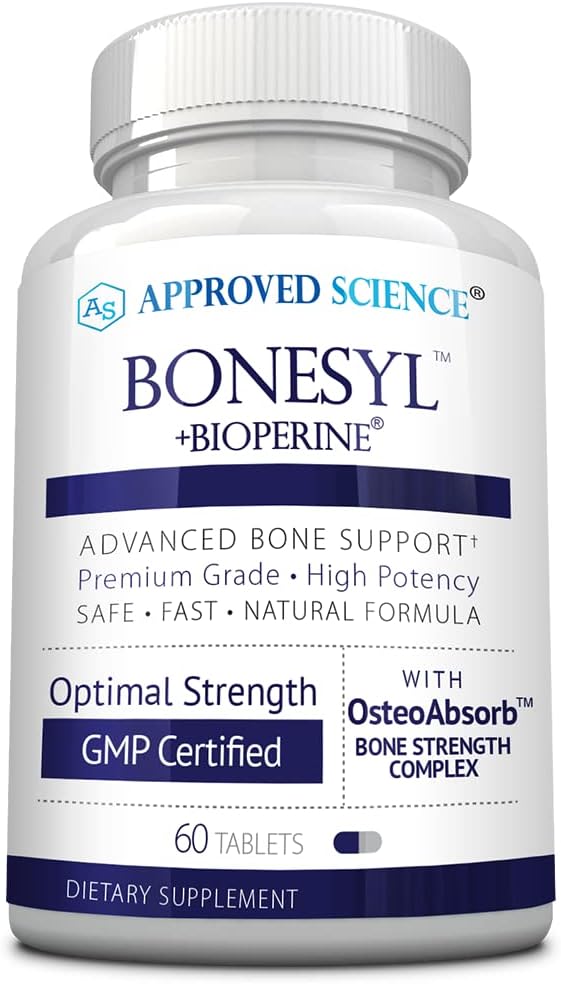 Bonesilo de Ciencia Aprobado - Fortalecer Huesos, Pérdida de Densidad de Hueso Limitado - Mantener la salud general de los huesos - K2, BioPerine y Magnesio - 60 Tabletas - Vegan - Hecho en EE.UU.