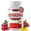 Suplemento de bereberina 1800mg - Premium Berberine HCl 97% de alta pureza, soporta sistema inmunológico, hidrocloruro de alta potencia " Extracto, activa AMPK " GLP-1, no GMO Vegan, para hombres mujer 90 cápsulas