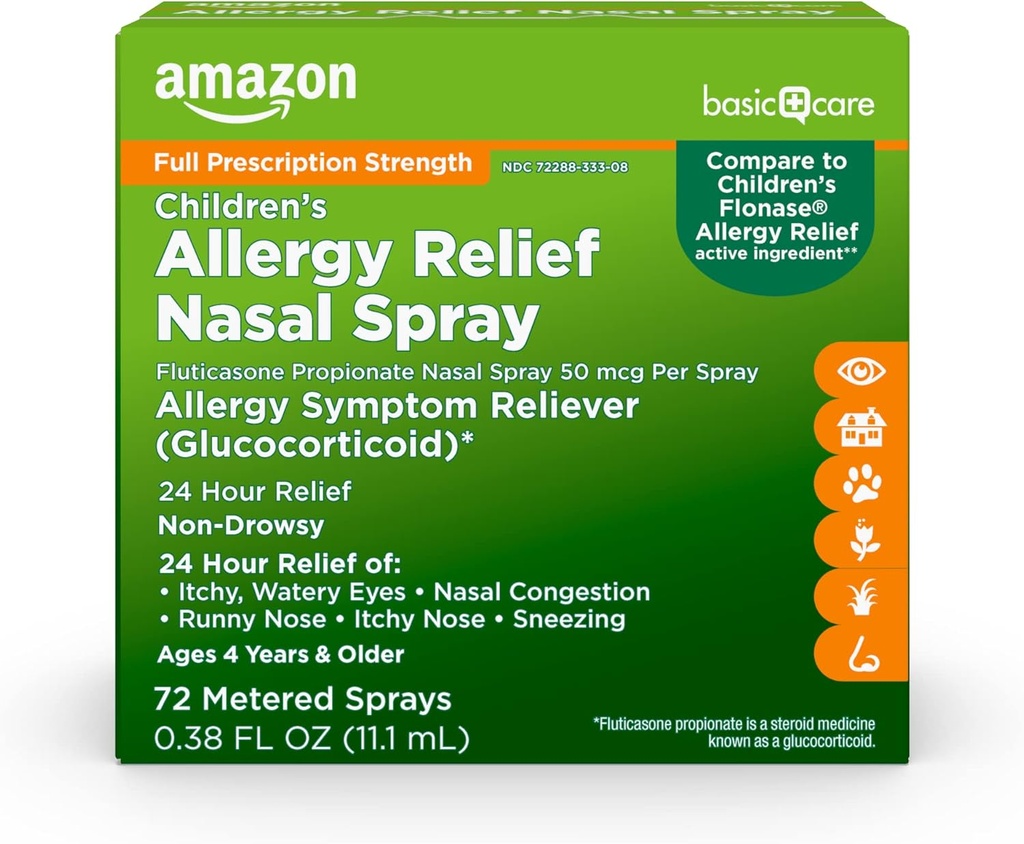 Cuidado básico Fluticasona Propionate Nasal Spray, Alergía Medicina, 0.38 fl oz (Pack of 1)