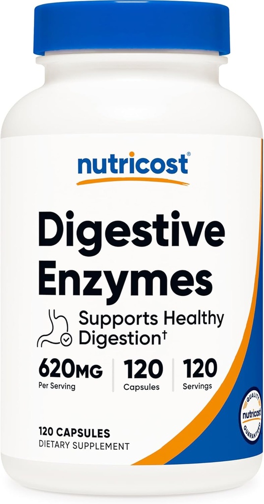 Nutricost Digestive Enzymes 620mg, 120 Capsules - Suplemento Digestivo completo