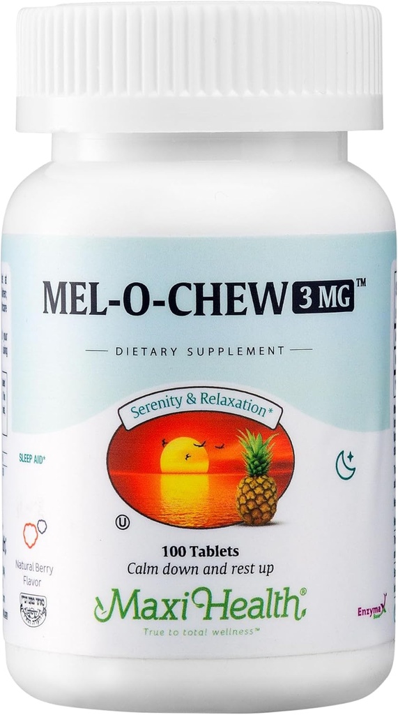 Maxi Health – Melatonina 3 mg para adultos y adolescentes – Ayuda Asistencia para el sueño natural con melatonina de adultos y niños – sin hábitos formando Kosher Sleep Support Kosher (100 Unidades)