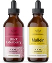 HerBAMAMA Herbal Liquid Drops Kit - Bundle of Black Elderberry Extract and Mullein Leaf Tincture 4 fl oz - Vegan, Non-GMO, Sugar &amp; Alcohol-Free - 2 Pack