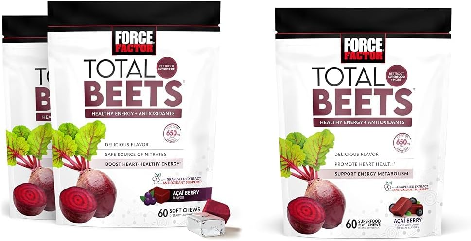 Factor de fuerza Hojas suaves con escarabajos, nitratos, L-Citrulline, Extracto de Grapeseado " Antioxidantes, Suplemento de energía saludable, 120 Cuenta 2-Pack " 60