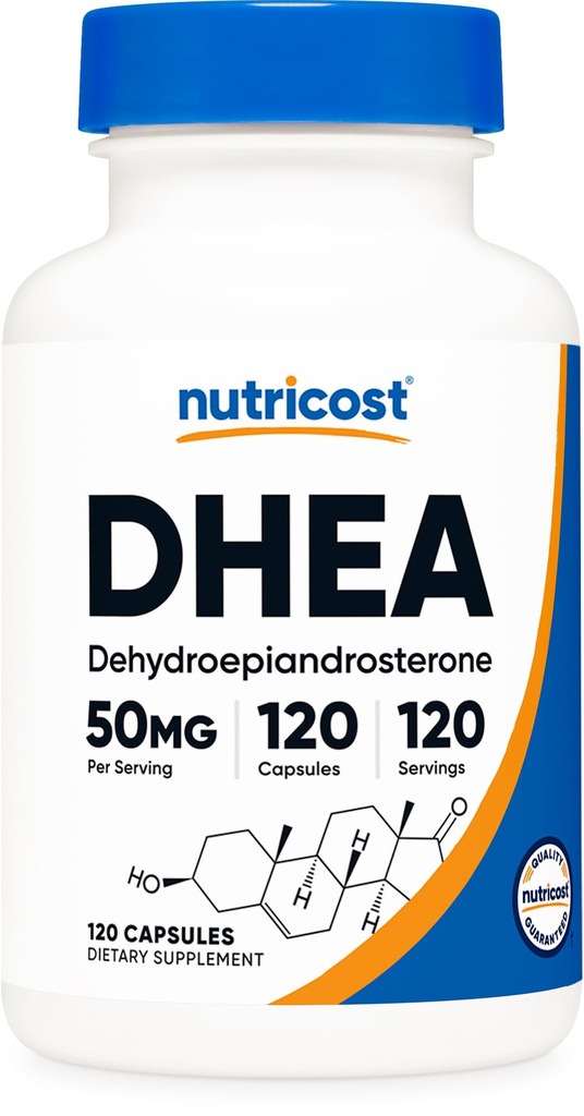 Nutricost DHEA 50mg, 120 cápsulas - Gluten Free, Soy Free, Non-GMO, Suplemento