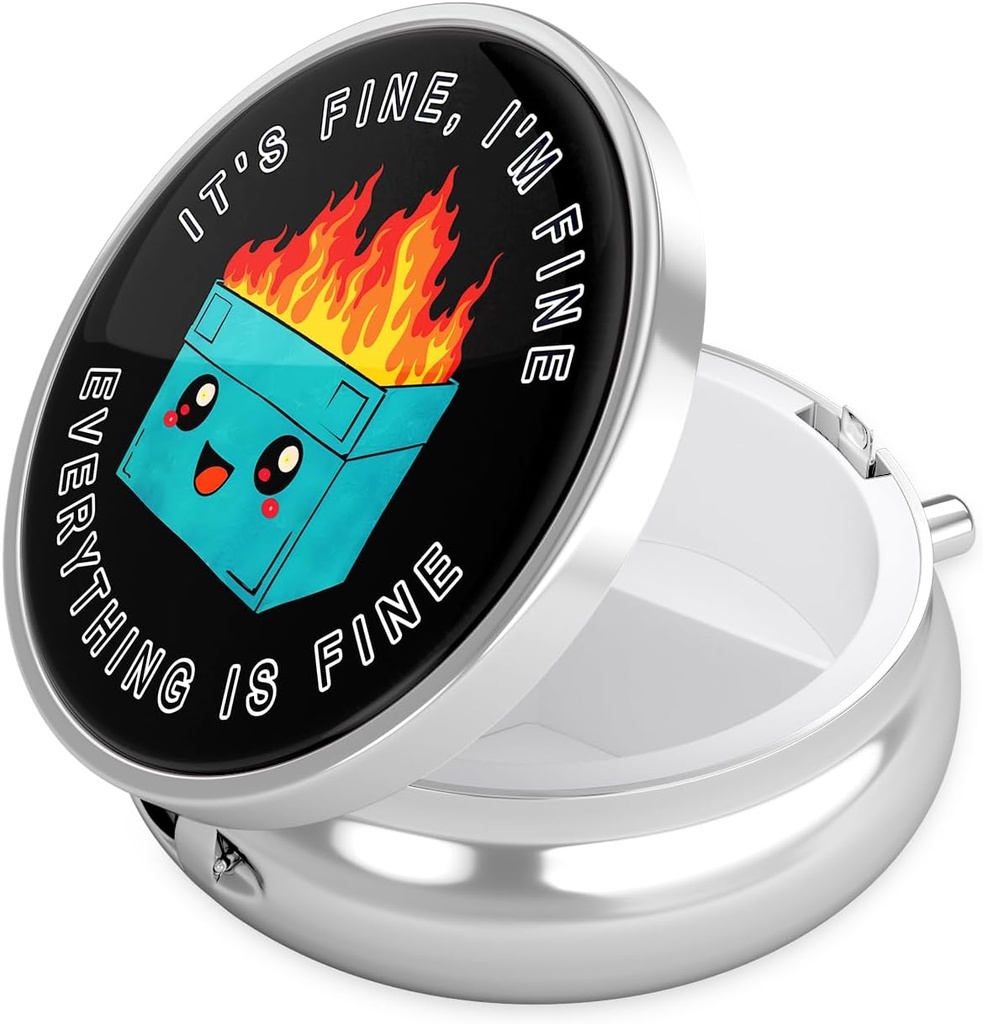 Nipichsha Pill Box, Small Pill Case for Purse & Pocket, Cute Travel Medicine Organizer, Portable Medicine Container Holder to Hold Vitamins, Medication, Fish Oil &amp; Supplement, Cute Dumpster