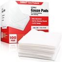EVERLIT [Extra-Thick] 4'x4'' Sterile Gauze Pad 12-Ply, 100 Pack, Individual Wrapped, Ultra Absorbent Large Non-Woven Medical Gauze Sponges for Wound Care Home First Aid Kit