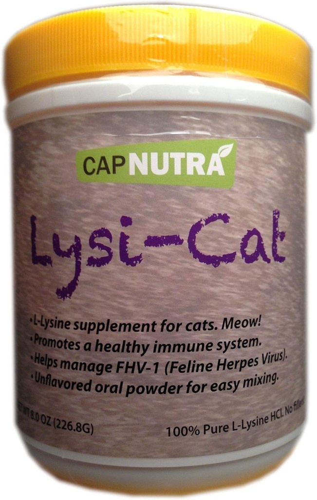 Lysi-Cat Lysine Supplement for Cats, 8 oz. Canister, 500 Servings, Supports a Healthy Immune System, Free Scoop Included!