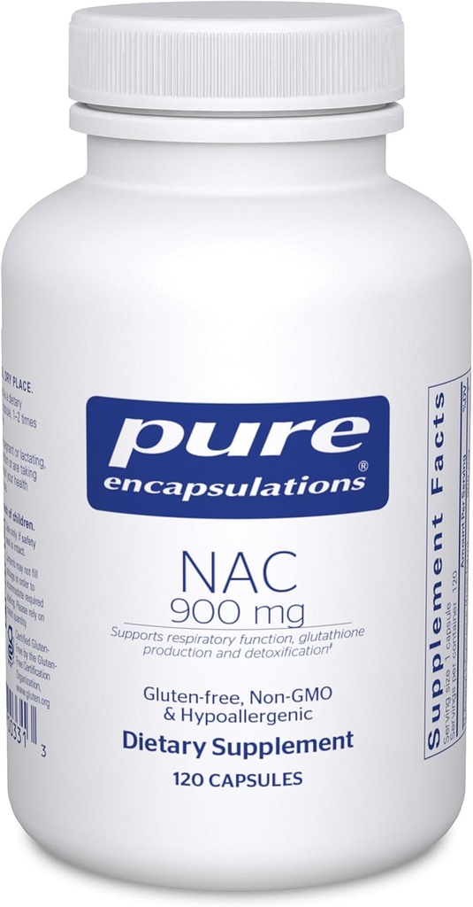 Pure Encapsulations NAC 900 mg - N-Acetyl Cysteine Amino Acid Supplement for Lung & Immune Support, Liver " Antioxidants* - 120 Capsules