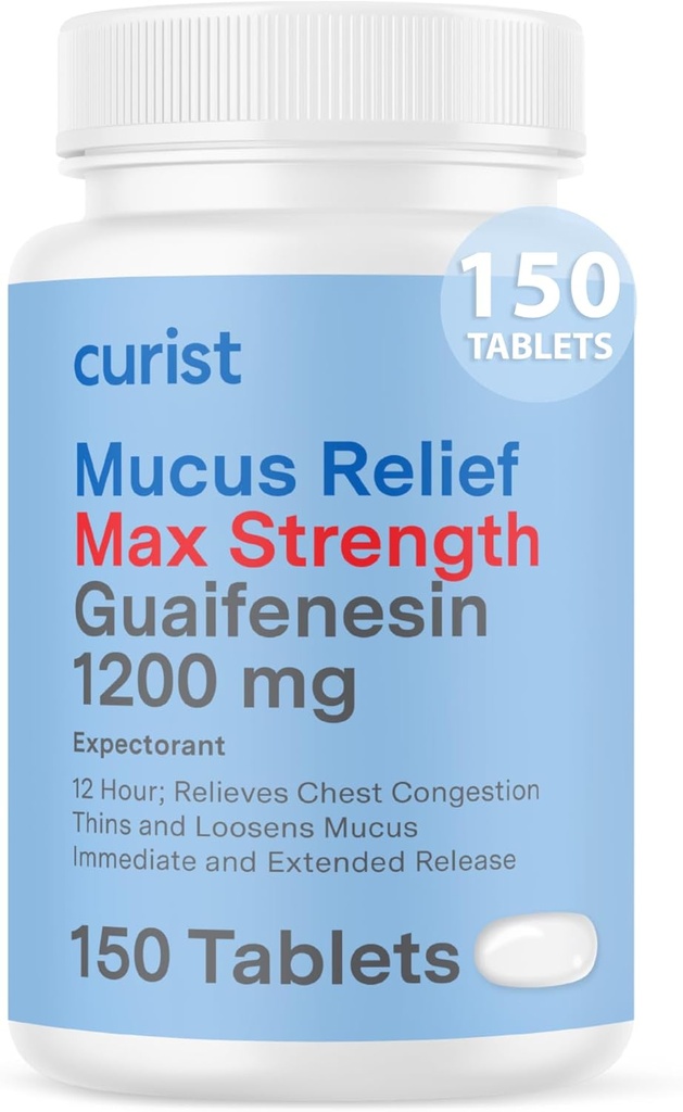 Curist Guaifenesin 1200 Mg Extended Release Tablets - 150 Conde Maximum Strength Mucus Relief Tablets OTC - Clear Congestion