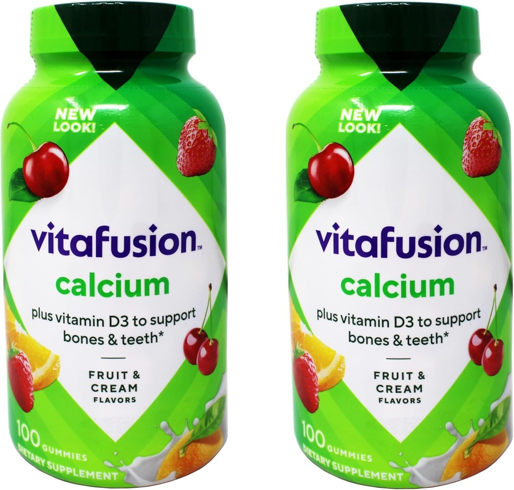 Calcio VitaFusion con vitamina D3 - 2 100 Botellas Cuenta - 200 Gummies Total