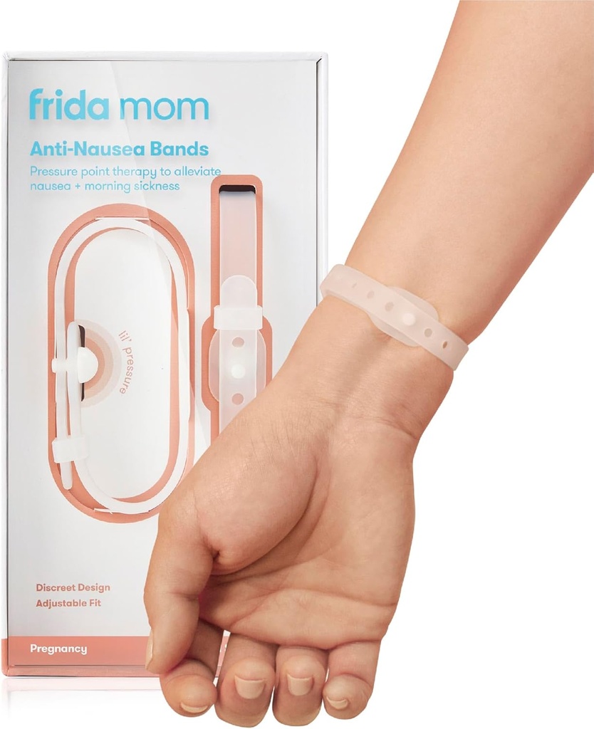 Frida Mom Nausea Bands for Morning Sickness Relief, 24/7 Soporte A través de la Terapia de Puntos de Presión, Incluye 2 Bandas y Caja de Almacenamiento