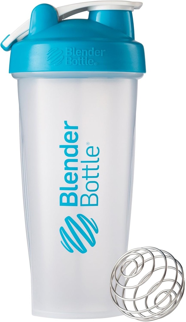 BlenderBottle Classic Loop Top Shaker Bottle, 28 onzas, Clear/Aqua