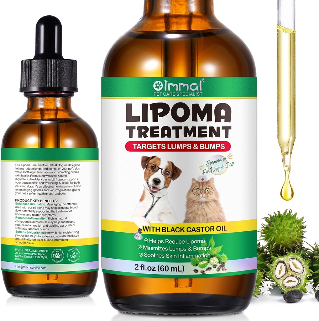 Tratamiento de Lipoma Metas Guardia para perros Bombas y bombas 2 fl.oz, Tratamiento de Lipoma para perros Gatos, Bombas de grasa suavizadas " , Aceite de Castor para mascotas, Suplementos Reducción de Lipoma, Apoyo Inmunitario