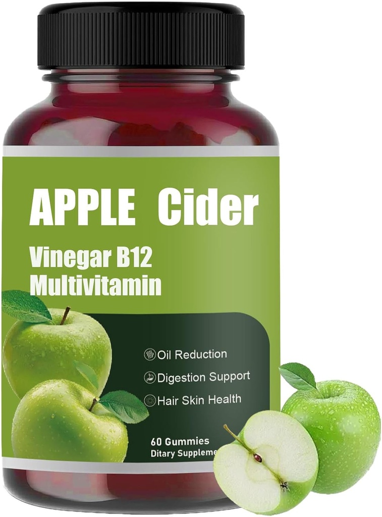 Sidra de manzana Vinagre de Manzana Gomitas - Vegan &amp; Gluten-Free - 60 Gummies (1)